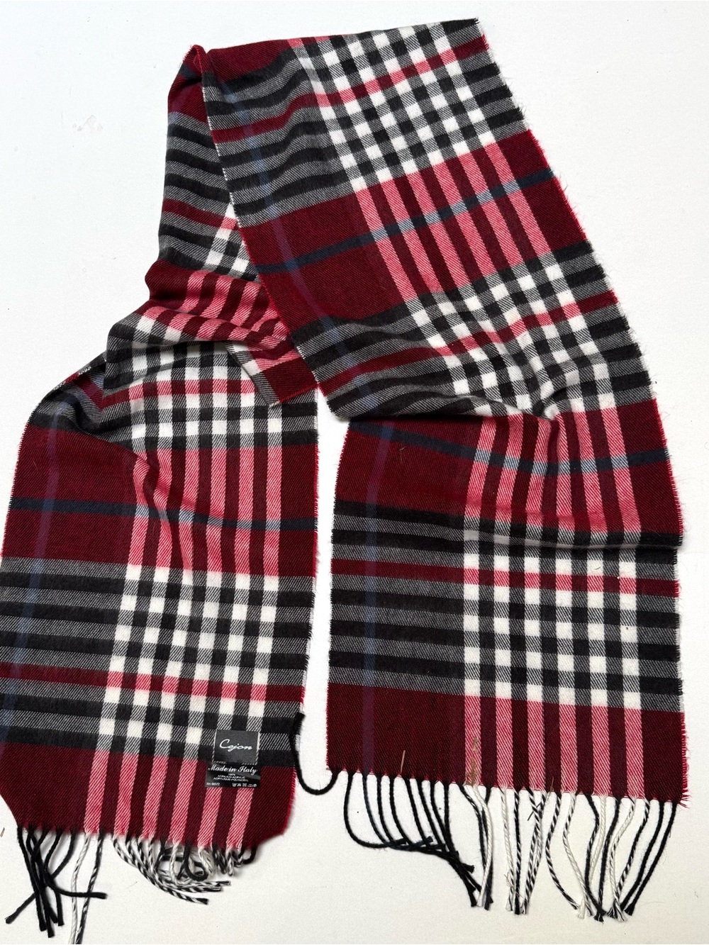 OGIO Men's Plaid Scarf in Red, Black and White